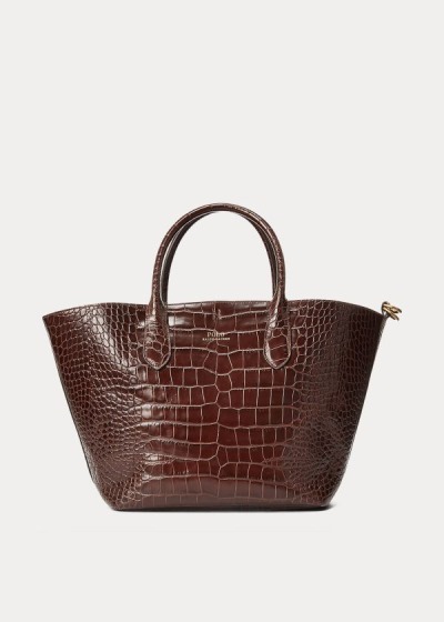 Bolsos De Mano Polo Ralph Lauren Mujer Chocolate - Embossed Medium Bellport - ELWHQ1453